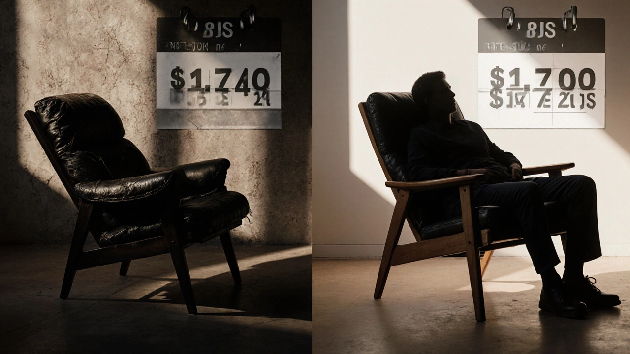 Side-by-side comparison of a worn-out cheap recliner and a durable premium one.