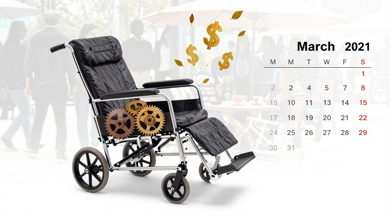 A conceptual image showing a recliner mechanism turning with falling dollar signs, symbolizing the best time to buy.