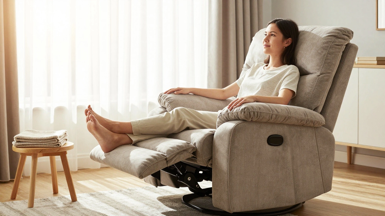 Comfortable recliner setup with fully supported legs and proper ergonomic fit