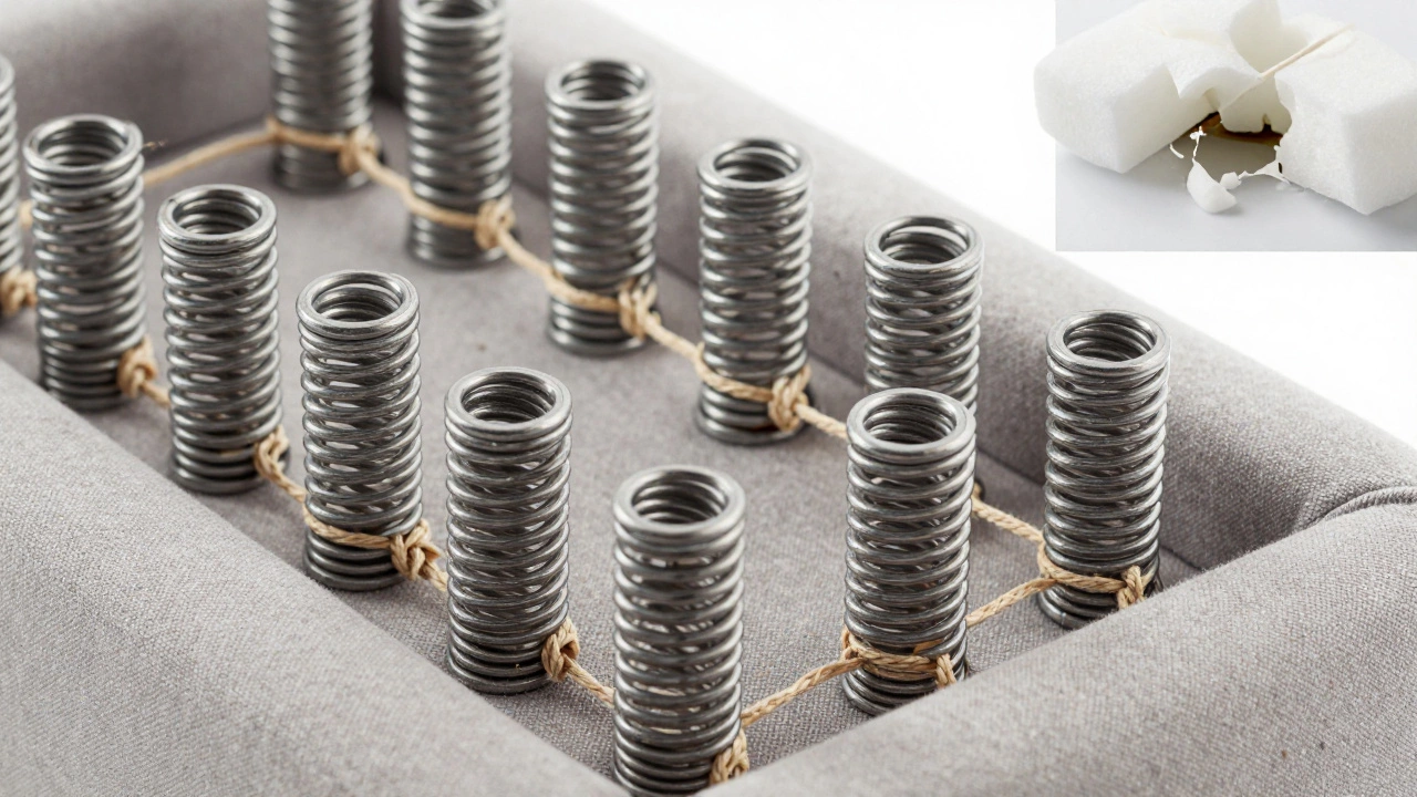 Eight-way hand-tied springs providing durable sofa support