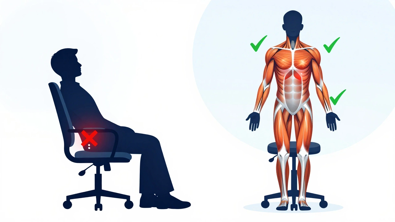 Comparison of slouching in chair vs upright posture on stool