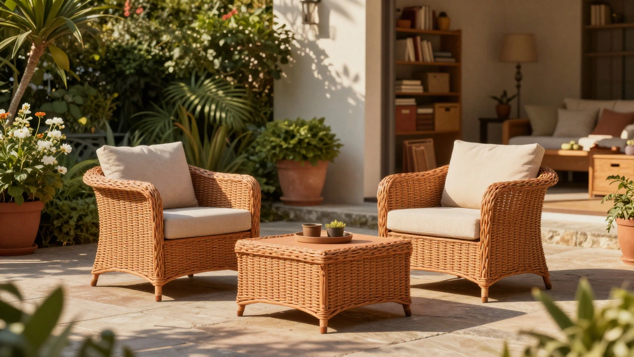 Garden furniture set on a patio during late summer clearance season