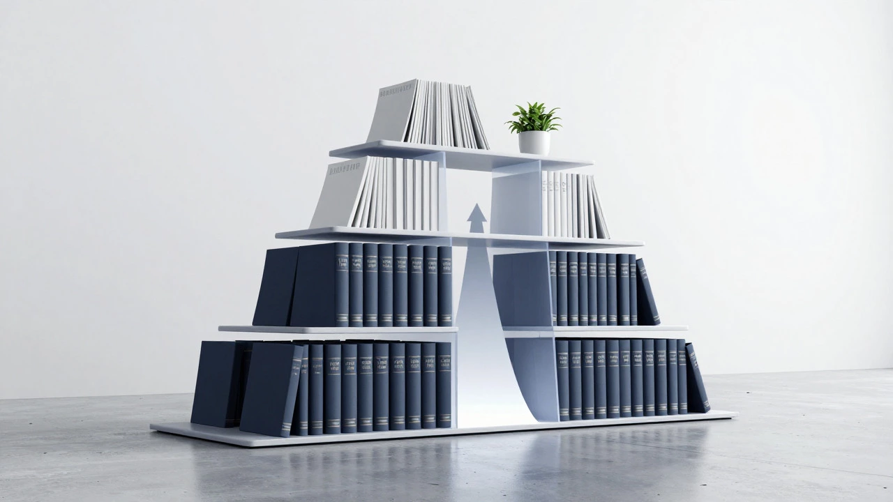 Conceptual diagram showing heavy items on bottom shelves for stability