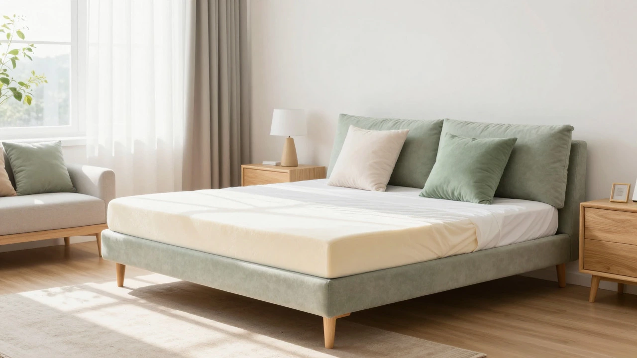 Modern sofa bed set up as a comfortable sleeping area