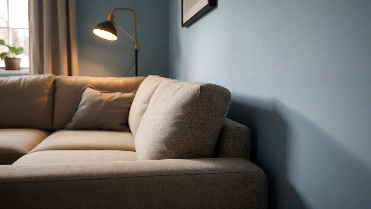 Sofa with breathing room gap against wall