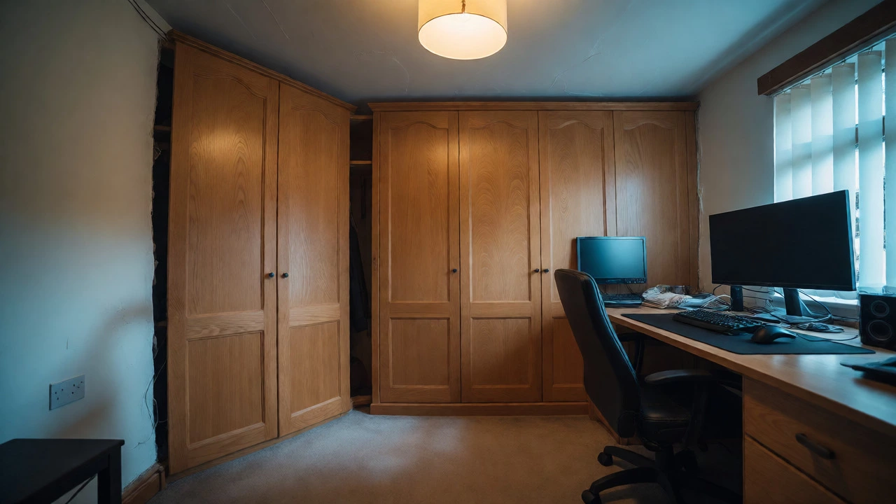 Home office room with restrictive fitted wardrobe